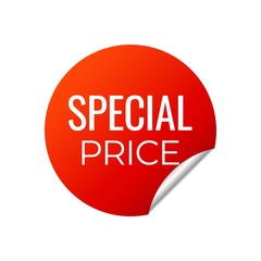Red Vector Banner Sticker on white background.