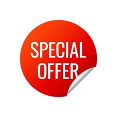 Red Vector Banner Sticker on white background.