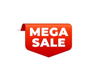 Red Vector Banner Ribbon on white background, top bookmark.