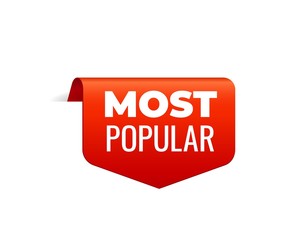 Red Vector Banner Ribbon on white background, top bookmark.