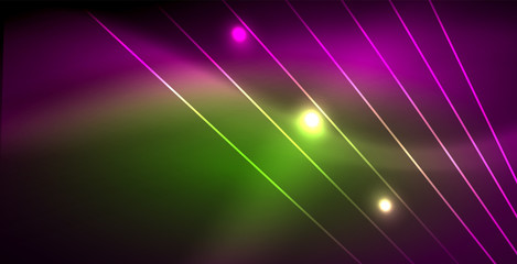 Neon glowing lines, magic energy space light concept, abstract background wallpaper design