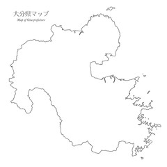 大分県マップ、白地図、シンプル地図