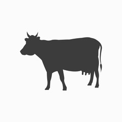 Cow silhouette. Cattle icon. Beef symbol. Vector illustration.