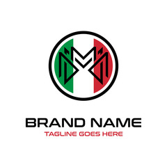 initial circle logo design M