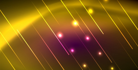 Neon glowing lines, magic energy space light concept, abstract background wallpaper design