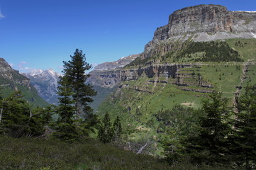 Scenic view of beautiful landscape of famous Ordesa National Park, Pyrenees, Spain.