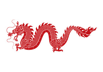 graphic red dragon, vector
