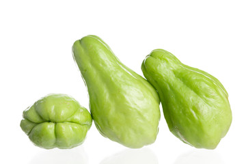 Fresh chayote fruits (Sechium edulis) isolated on white