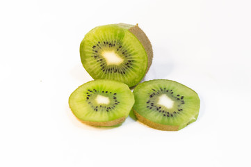 Fototapeta na wymiar Kiwi fruit sliced into slices on a white isolated background