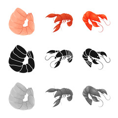 Isolated object of appetizer and ocean logo. Set of appetizer and delicacy stock vector illustration.