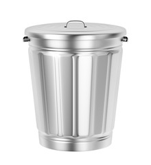 Silver trash can