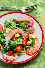 Spring salad with seafood