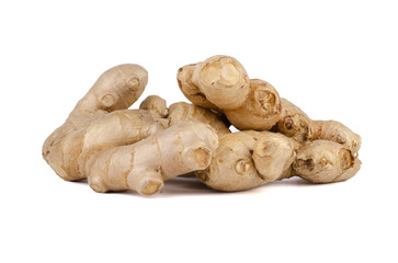 Fresh Ginger roots isolated on white background.
