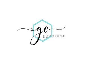 G E GE initial logo handwriting  template vector