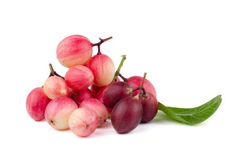 Set of fresh Carunda or Carissa carandas isolated on white background