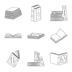 Vector illustration of study  and literature  sign. Collection of study  and source stock symbol for web.