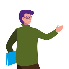 teacher male with documents character