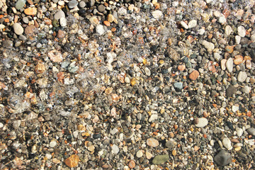 Small pebbles pebbles under the water surface photo background