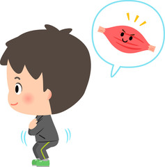 スクワットをする若い男性