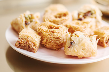 Baklawa dessert. Traditional arabic baklava