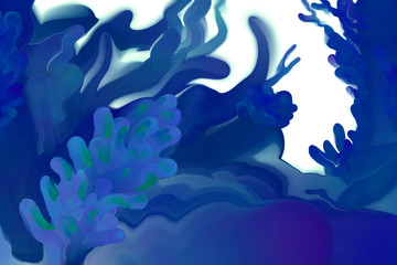 Fototapeta na wymiar Abstract surreal artistic background. Artistic image of algae. Drawing paints.