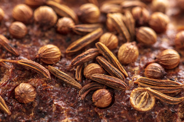 Sesame rye bread as a background