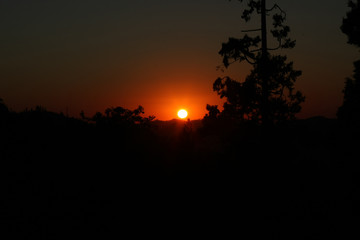 Sunset in the hills of Yosemite Park