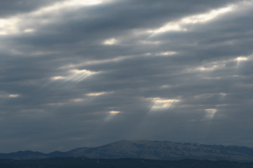 Sunrays Break Through Morning Clouds Over Monterey Bay