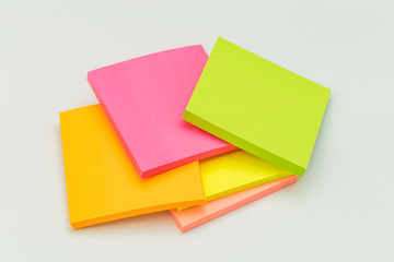 set of colour  paper stick note on a white background