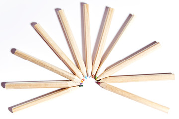 group of colored wooden pencils