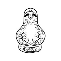 Meditating sloth. Hand drawn, doodle style. - 264139384