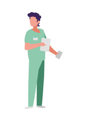 male medicine worker with uniform and documents