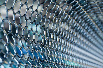 Graphene molecular nano technology structure on a blue background - 3d rendering