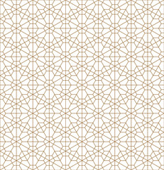 Seamless japanese pattern shoji kumiko in golden.