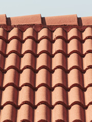 Red tiles roof texture architecture background,