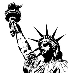 Statue of liberty, black and white vector - 264142129