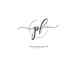 P F PF initial logo handwriting  template vector