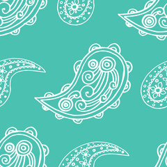paisley seamless pattern, hand drawn indian cucumber, sketch