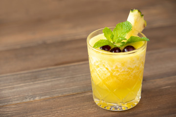 Refreshing healthy pineapple fruit smoothie drink