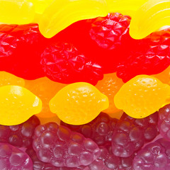 fruit gummy candies background
