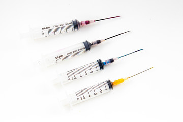 set of colorful syringes