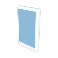 Blue smartphone. Touch pad. Tablet computer. Graphic 3D drawing. Abstract icon. Vector illustration.