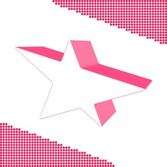 Volume abstract 3D red star, isolated white background. Halftone points backdrop. Creative element for interior design. Graphic 3D drawing. Vector illustration, eps10.