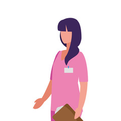 female medicine worker with uniform and documents