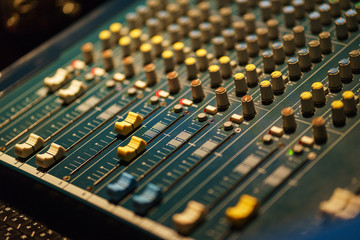 Modern sound mixing console for the sound engineer while working at the event. 