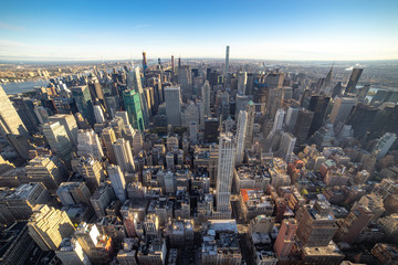 Fototapeta premium Aerial view of New York City skyline, Manhattan