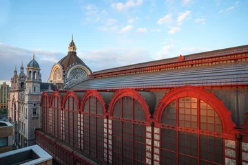 Papier Peint photo Anvers central station antwerp belgium at sundown