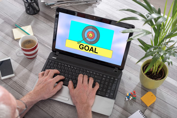 Goal concept on a laptop © thodonal