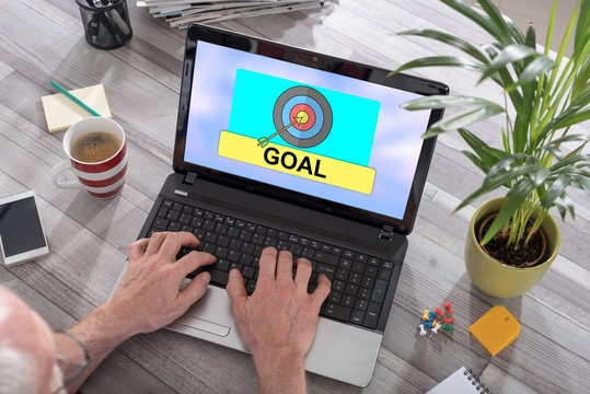 Goal concept on a laptop