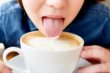 young girl with coffee